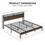 Structure de très grand lit avec tête de lit, finition noyer foncé, supports en métal robustes, robuste, silencieux, aucun sommier tapissier requis-2108495440-2085506622