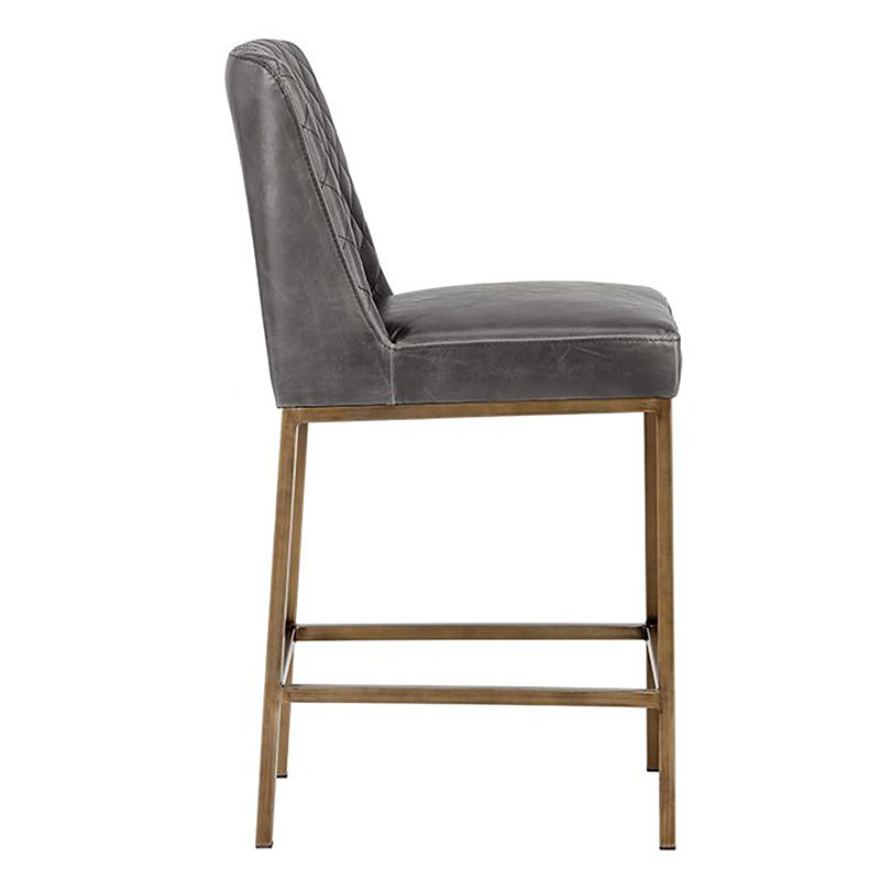 Tabouret de comptoir Leighland - gris couvert, Gris, Tabouret de comptoir (siège d'une hauteur de 26 p
