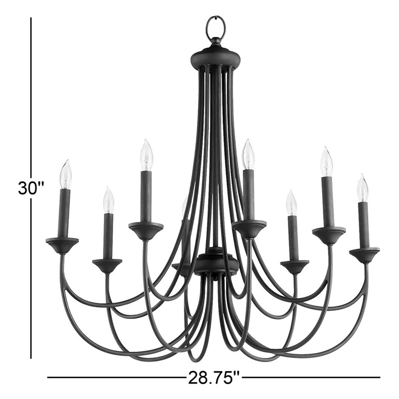 Lustre transitionnel noir 8 lumières Brooks