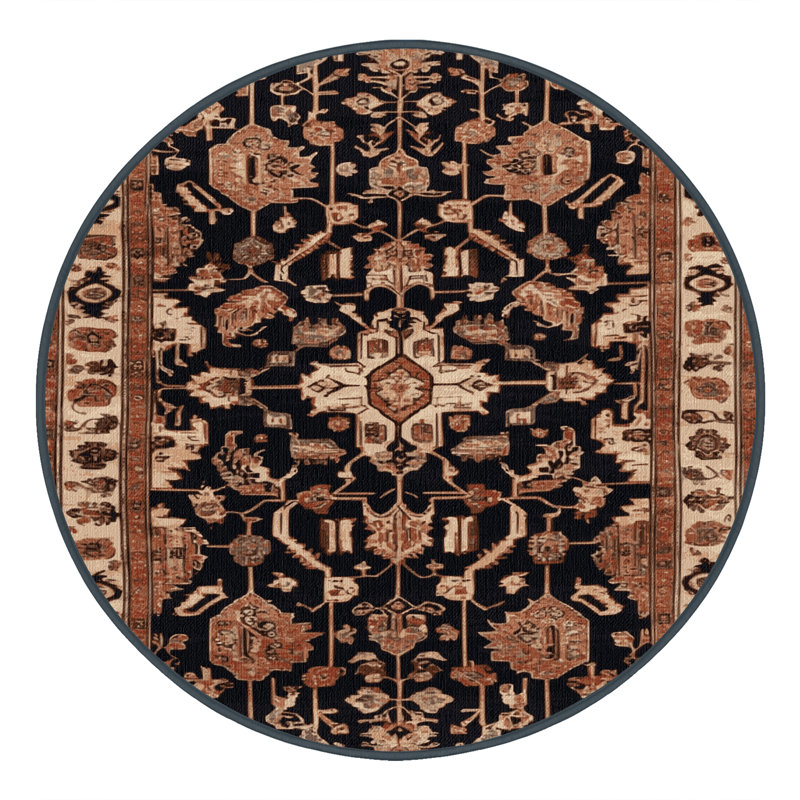 Tapis brun lavable à la machine, Rond 5 pi
