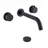 Modern Wall Mounted 2-handle Bathroom Sink Faucet in Matte Black, Solid Brass With Drain Assembly-51721082-123300106-94078774