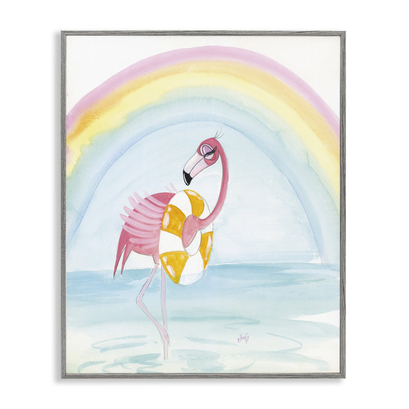 «Summer Beach Flamingo», art de la giclée encadrée par Stellar Design Studio, Estampe numérique Farmhouse, H 14 po x l 11 po