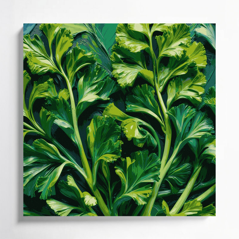 Art mural sur toile botanique vert persil, H 8 po x l 8 po