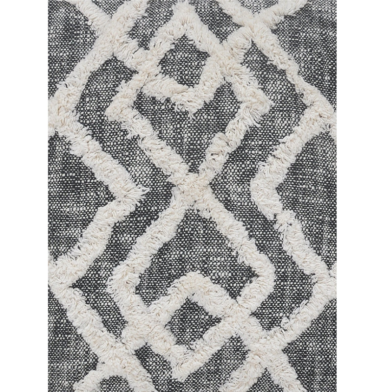 Modern Geometric Motif Tufted Woven 100% Cotton Decorative Throw Pillow, Pillow Cover Only - No Insert