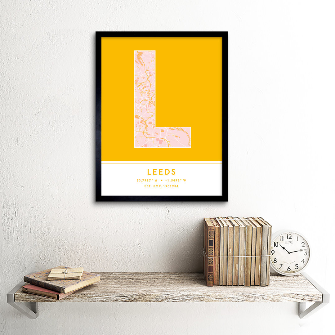 Leeds England United Kingdom City Map - Single Picture Frame Typography