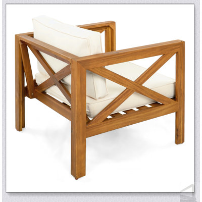 Ensemble de fauteuils club d'extérieur en bois d'acacia avec coussins confortables pour les conversations sur le patio et le jardin