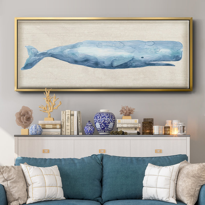 Baleine rustique I - toile encadrée, H 20 po x l 50 po