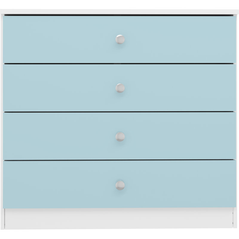 Denver 4 Drawer Chest, White/Blue