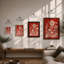 Floral Pattern In Red Botanical - Print-615107417-615107420