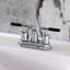 Robinet de salle de bain central à 4 poignées à 3 trous avec bonde escamotable Kingston-95752648