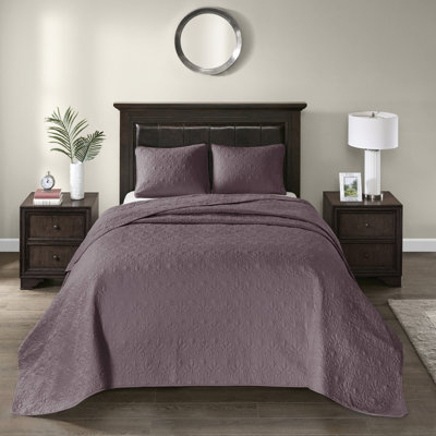 Couvre-lit réversible en mauve - avec un design fascinant surdimensionné pour un matelas élégant, un rembourrage en coton prélavé, un sommeil paisible et 2 taies décoratives matelassées lavables à la machine