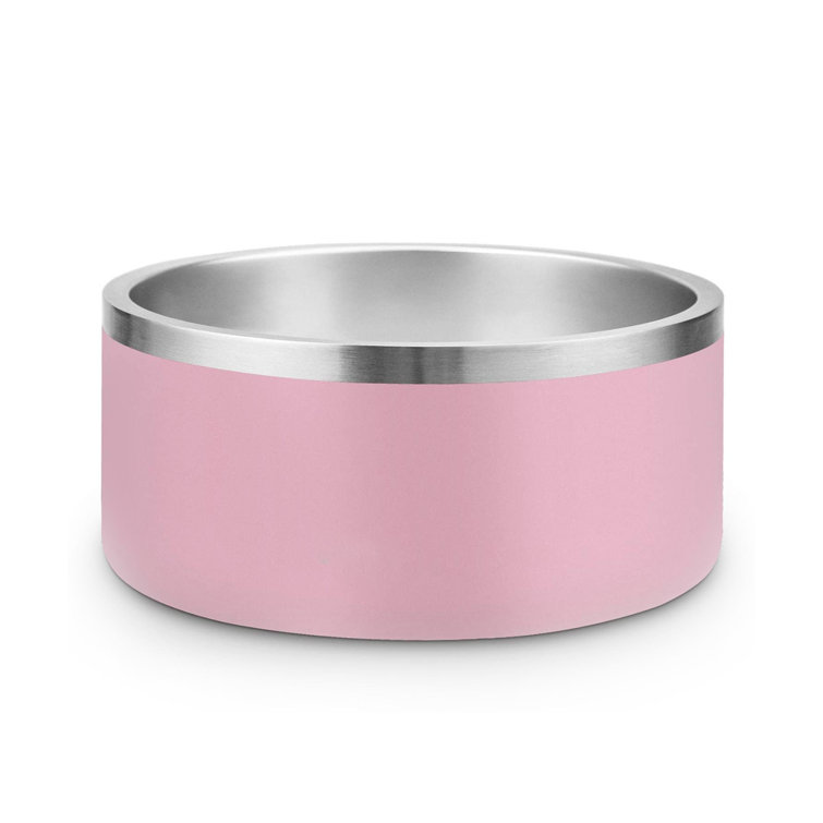Two-Toned Double Wall Insulated Dog & Cat Stainless Steel Feeder Food Bowl/Dish FluffyPaw Color: Pink