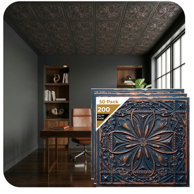 Milan 24'' L x 24'' W Textured PVC Drop-In & Glue Up Ceiling Tile Ceiling Tile