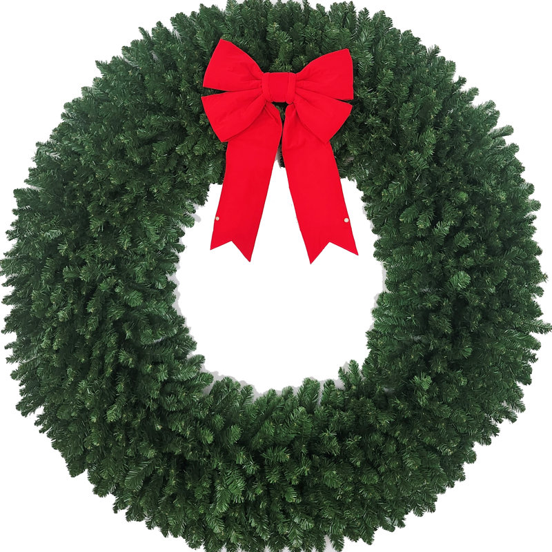 Couronne de Noël 72 po en PVC avec grand nœud rouge