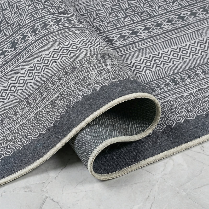 Tapis marocain à motif géométrique multicolore Thambiah, Gris, Rectangle 2 pi 8 po x 5 pi