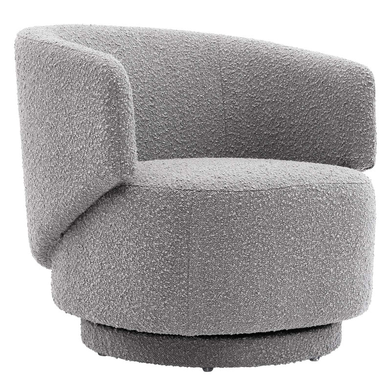 Modway Celestia Boucle Fabric Swivel Chair, Light Gray Polyester Blend