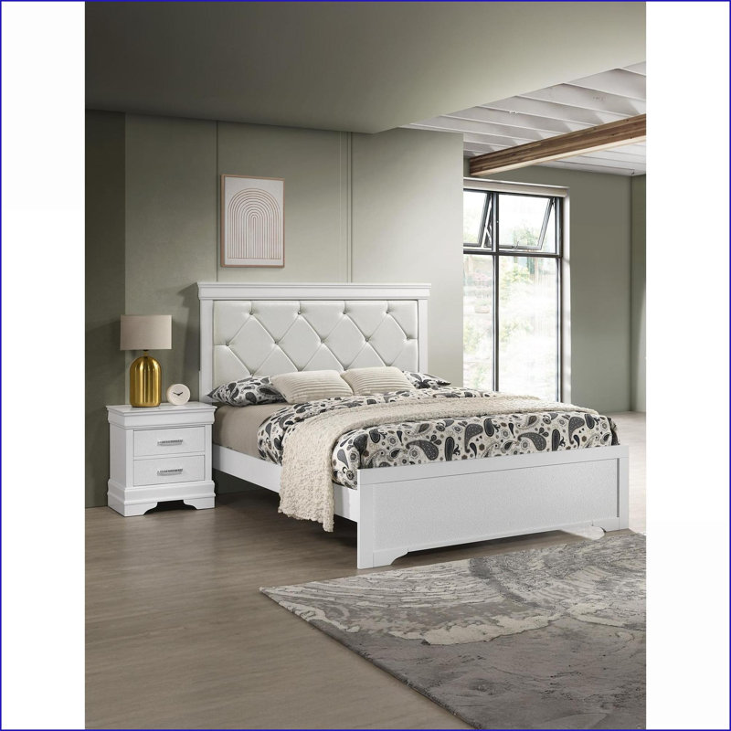 Table de chevet 2 tiroirs Modern, Blanc