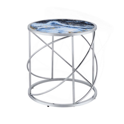 Table de bout moderne simple, structure en métal, table d'appoint polyvalente