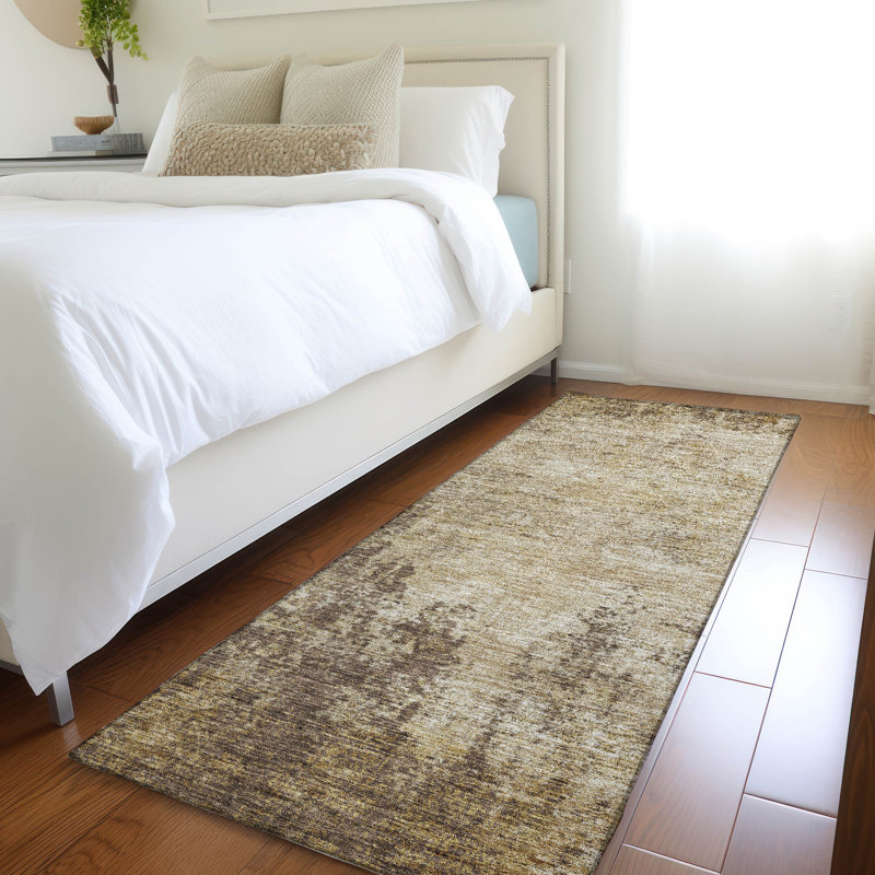 Premium Machine Washable Prisco Brown Rug, Runner 2'3" x 7'6"