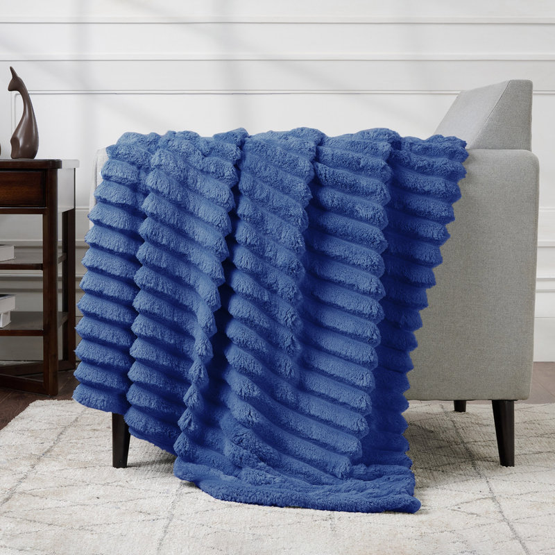 Jeté large en velours côtelé CBCHome, Jeté, Denim foncé