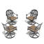 Chaise de patio pivotante en fonte d'aluminium 4 pièces avec structure noire et coussins bruns (identique à W1710S00428), chaise