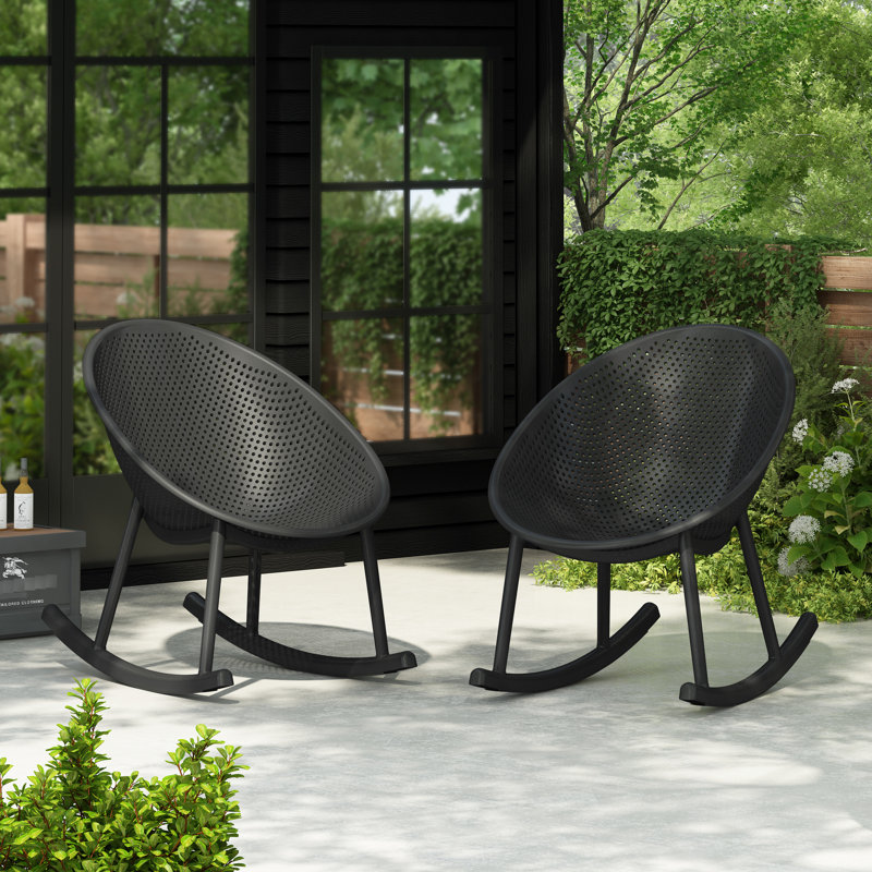 Ensemble de 2 chaises berçantes Gable, résistantes aux intempéries et durables pour un confort extérieur et un style moderne