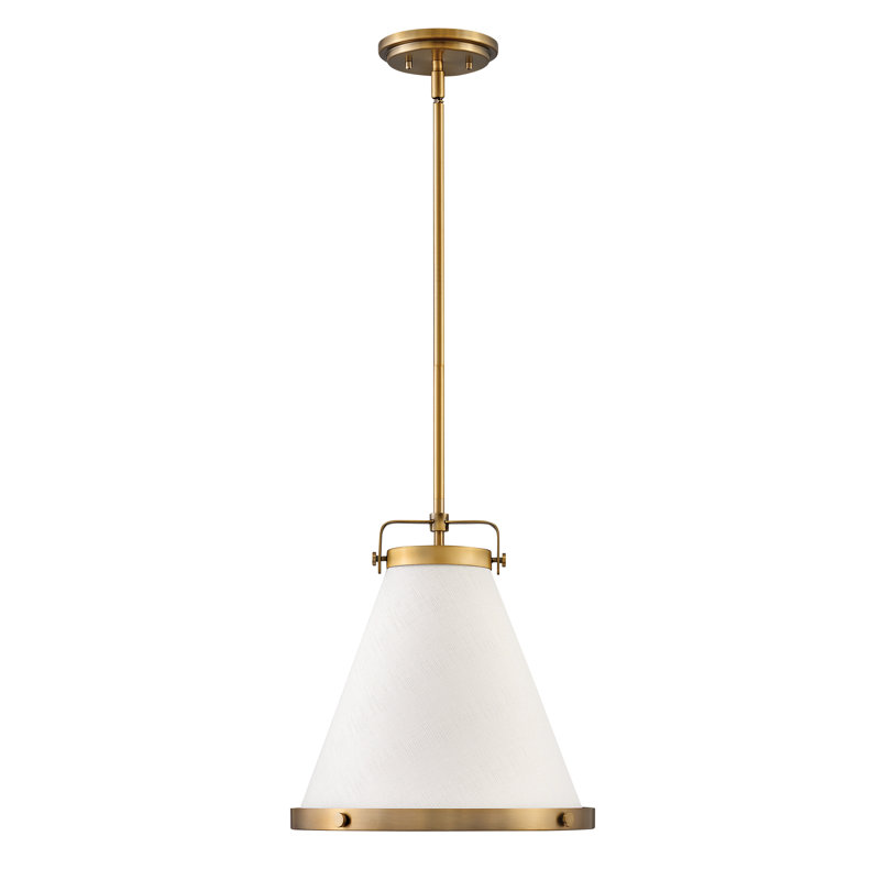 Luminaire suspendu conique à 1 lumière Coco, Laiton laqué, H 17,75 po x l 16 po x P 16 po