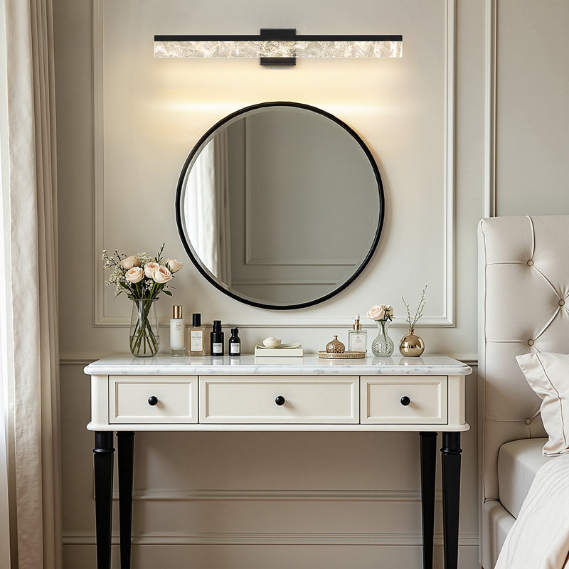 Barre d'éclairage de salle de bain à intensité variable 1 lumière DEL 24 W Morlon 32 po, Noir mat