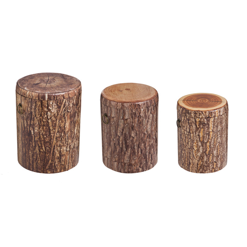 Ensemble de tabourets décoratifs 3 pièces en faux arbre de rangement Wellfleet