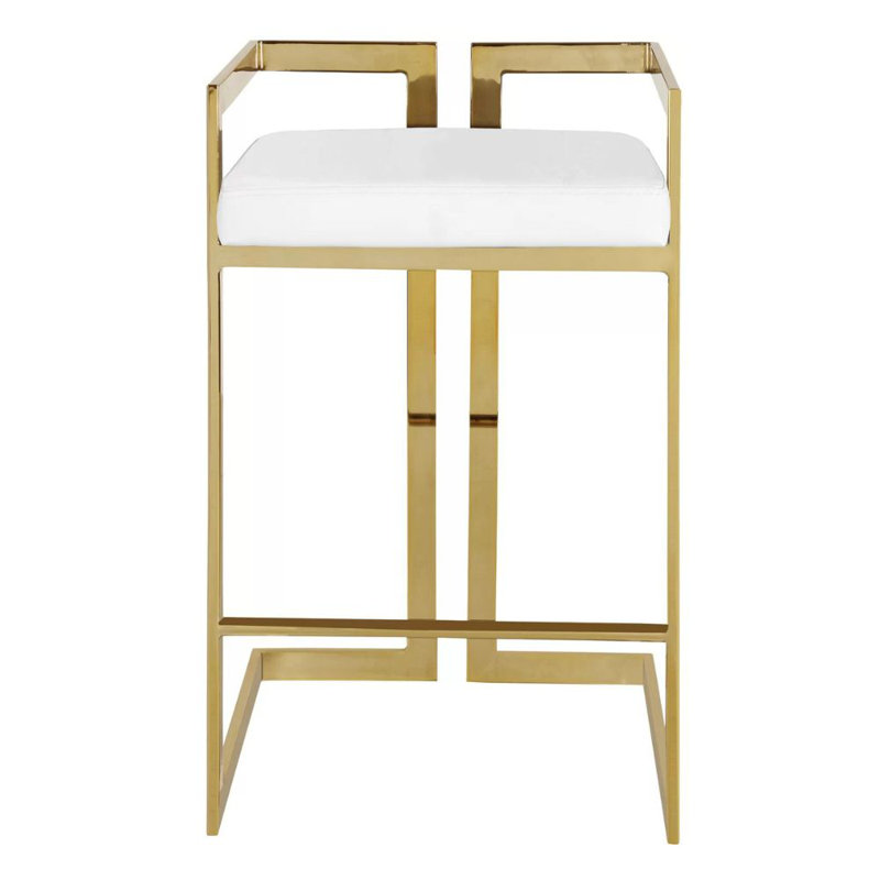 Upholstered Counter Stool with Metal Frame, Silver