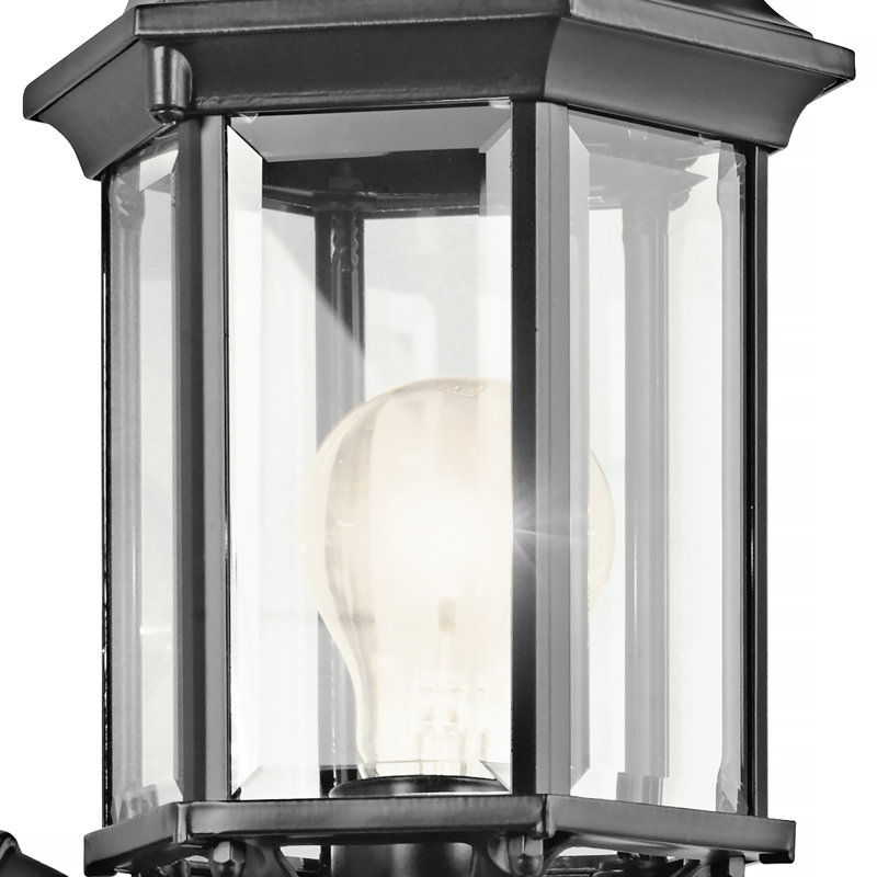 Mahtotopa 1-Light Black Outdoor Wall Light with Clear Beveled Glass Shade, Black