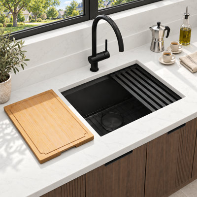 Évier de cuisine en acier inoxydable de calibre 16 L 23 po x l 18 po LQS