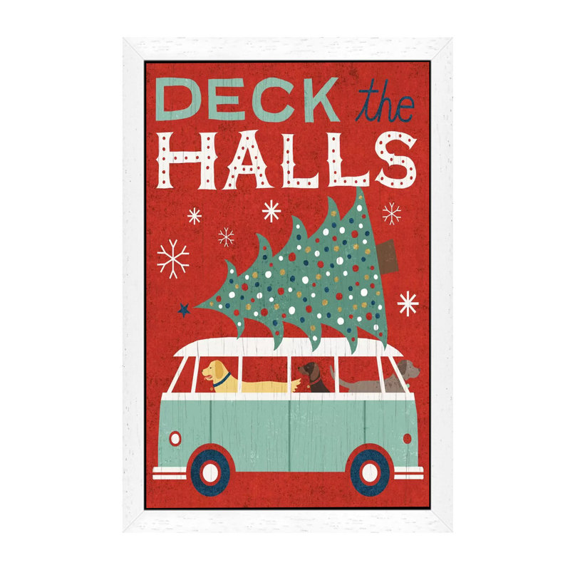 Deck the Halls 1 Piece Wall Art on Canvas, 152.5 cm H x 101.5 cm W, White Framed