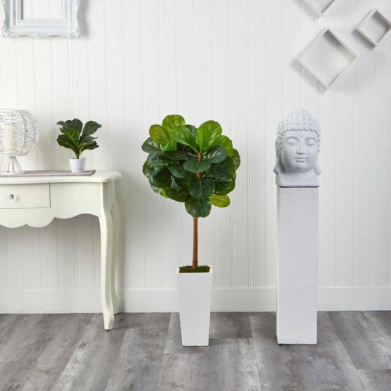 Fiddle Leaf Tree in White Tower Planter