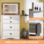  Coiffeuse 3 en 1, tabouret coulissant, panneau rabattable, rangement divisé, blanc-914412185