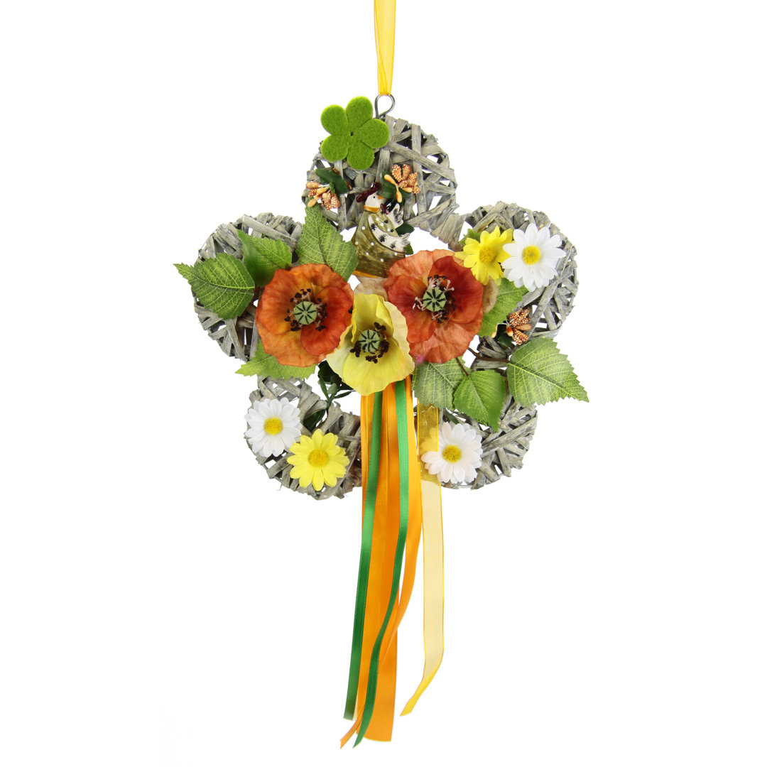 Wandkranz Blume mit Mohnblumen Gänseblümchen Margeriten mit Schleife zum Hängen Blüten Kränze