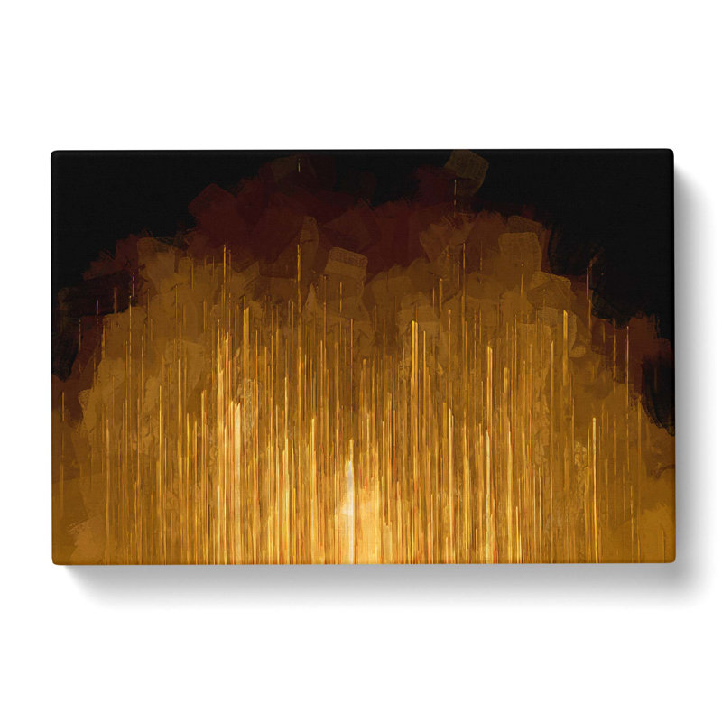 Golden Rise In Abstract - Wrapped Canvas Painting, 50cm H x 76cm W x 3cm D