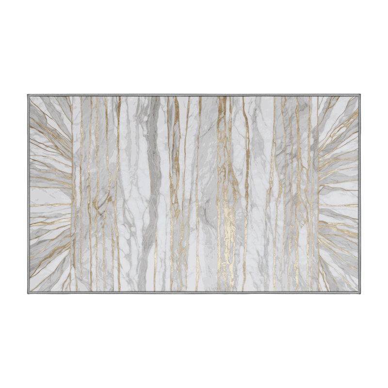 Machine Washable Grey Area Rug, Rectangle 7' x 10'