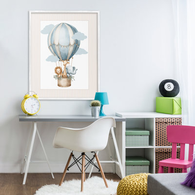 Hot Air Balloon Animals Framed Giclee, design by Christine Simpson Art