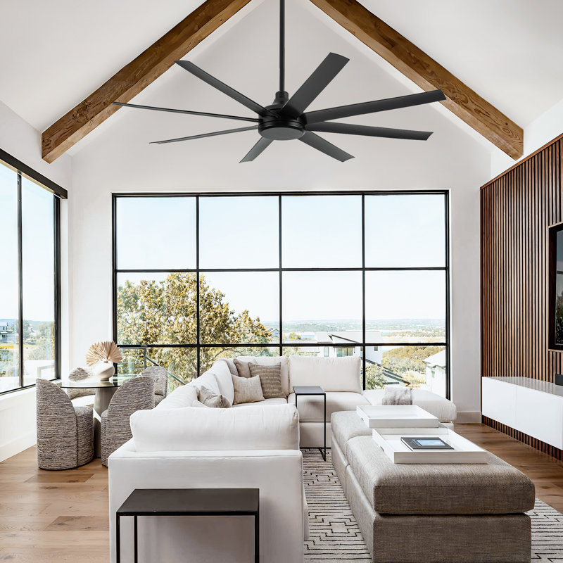 65"  Ceiling Fans With  Remote Control, Black, 65"