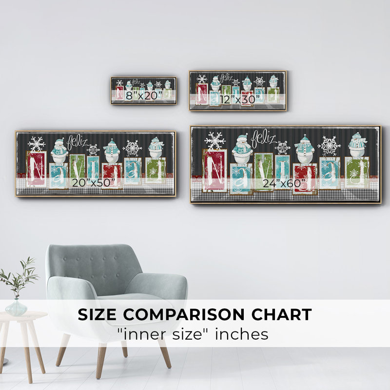Navidad Blocks- Framed Canvas, 24" H x 60" W