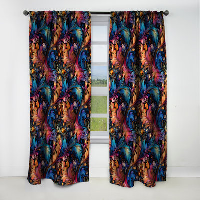 Mystic Flair Paisley Pattern II - Floral Curtain - Blackout Floral Curtain - 1 Panels