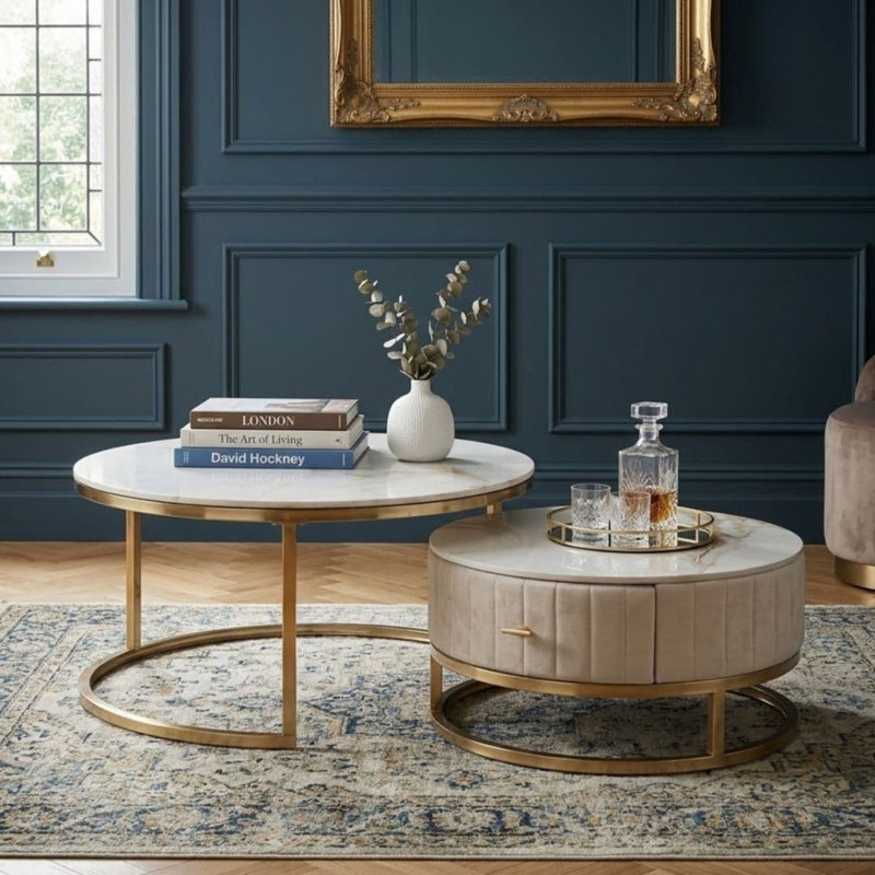 Coffee Table, Cream/Gold
