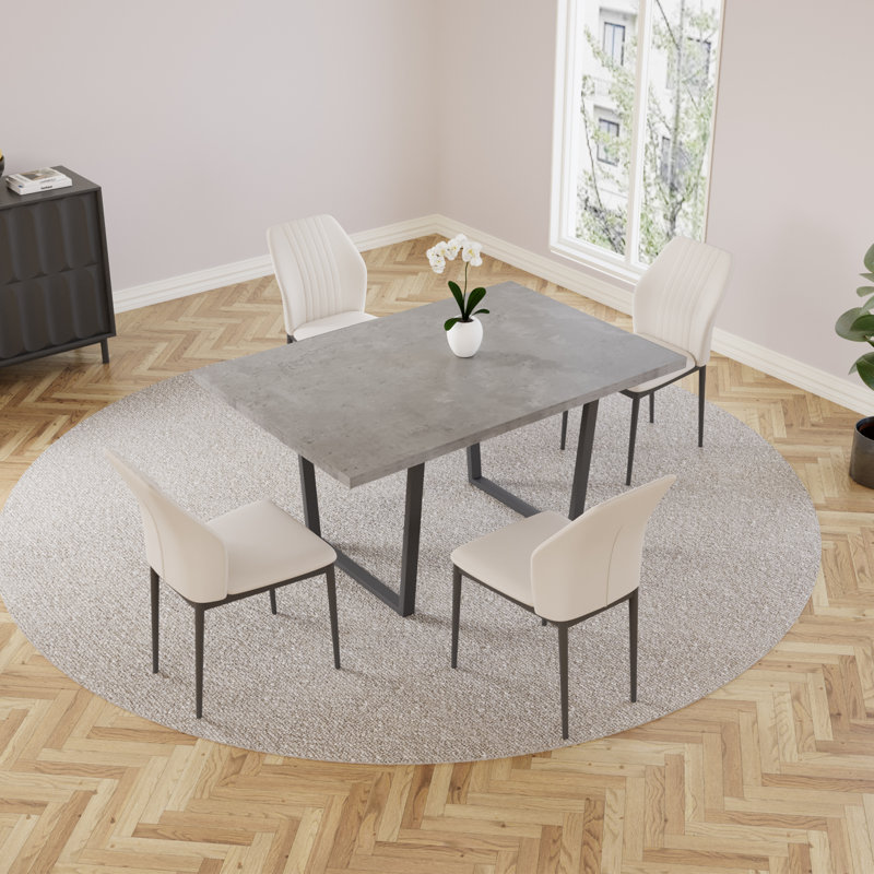 Lakishia 5-Piece Rectangular Dining Table Set with 4 Chairs for Dining Kitchen Room, White