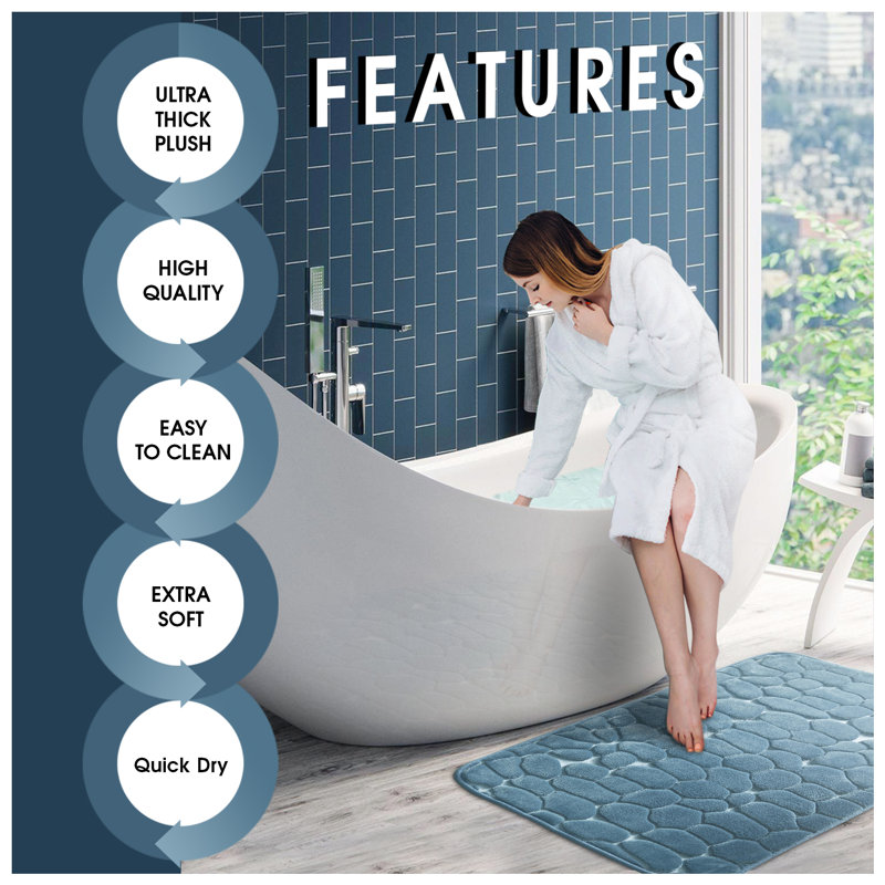 Memory Foam Non-Slip Bath Mat, Aqua