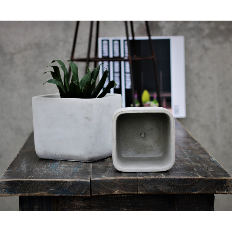 Pot de fleurs carré en béton, petit pot en forme d'urne (lot de 4) - Boronda Outdoor, 4