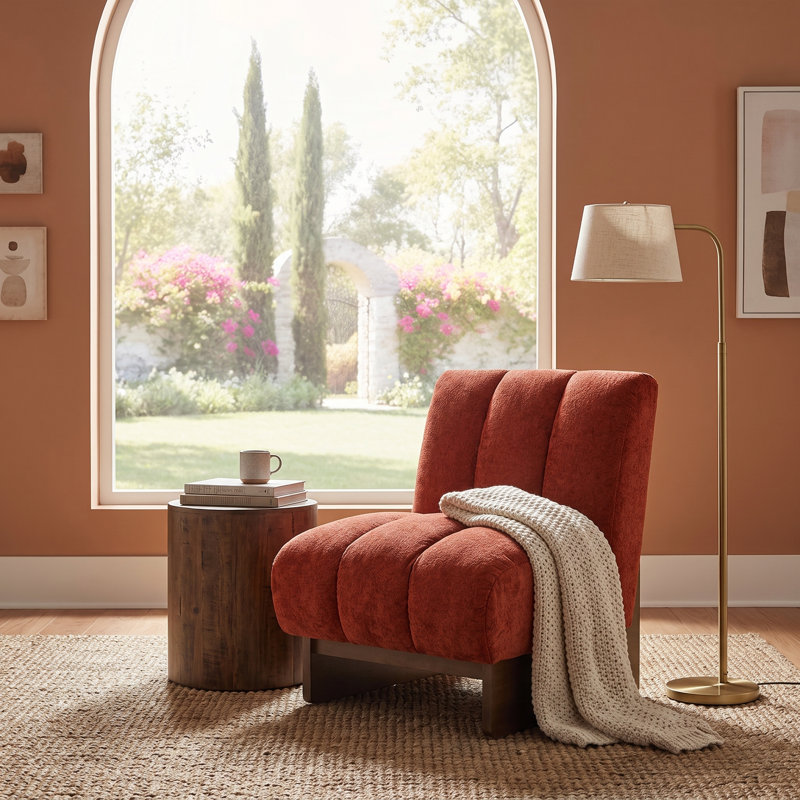 Fauteuil d'appoint moderne, fauteuil lounge rembourré avec base en bois massif, chaise d'appoint pour salon, Coral