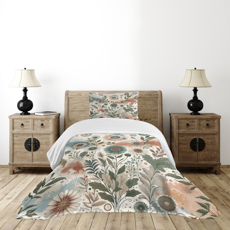 Not Solid Color Coverlet, Twin Coverlet / Bedspread + 1 Standard Sham