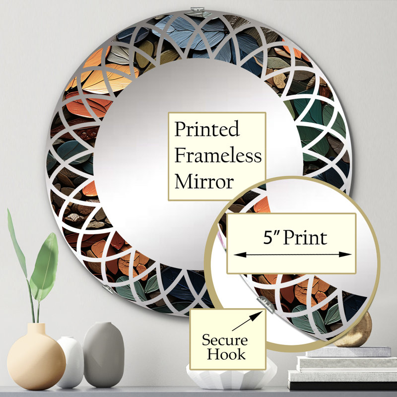 Feuil - Miroir mural moderne rond, 24 po x 24 po