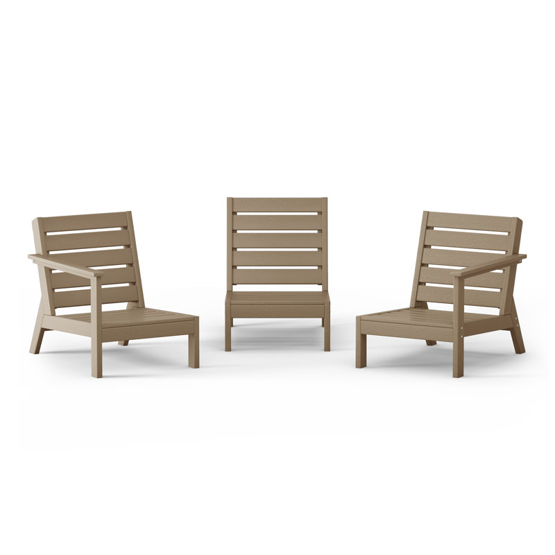 Ensemble de conversation à assise profonde 3 pièces, Marron clair